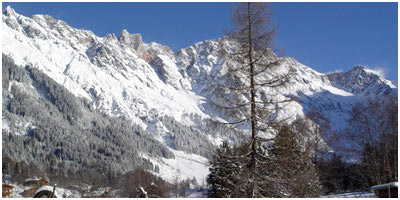 Panoramablick zum Hochkönigmassiv vom Zimmer Hotel  Pension Theresia in Hinterthal - Maria Alm